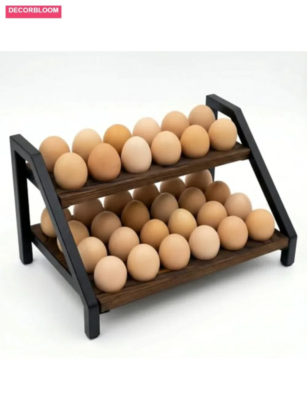 2-Tier Wooden & Metal Egg Holder Countertop, 36 Eggs Capacity, Farmhouse